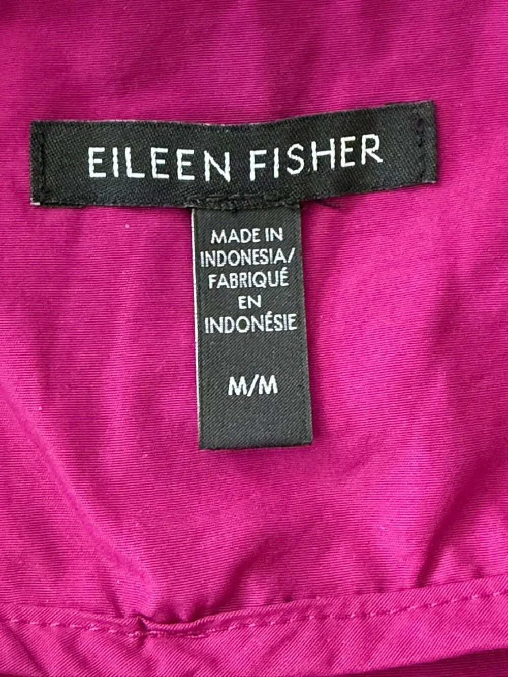 Eileen Fisher Organic Cotton Nylon Parka Anorak Rain Hooded Jacket Fuchsia M